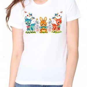 Cute Kitsch Deer and Bunny Tee